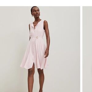 Ann Taylor Light Pink Belted Midi Dress